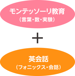 モンテッソーリ教育(言葉・数・実験)＋英会話(フォニックス・会話)